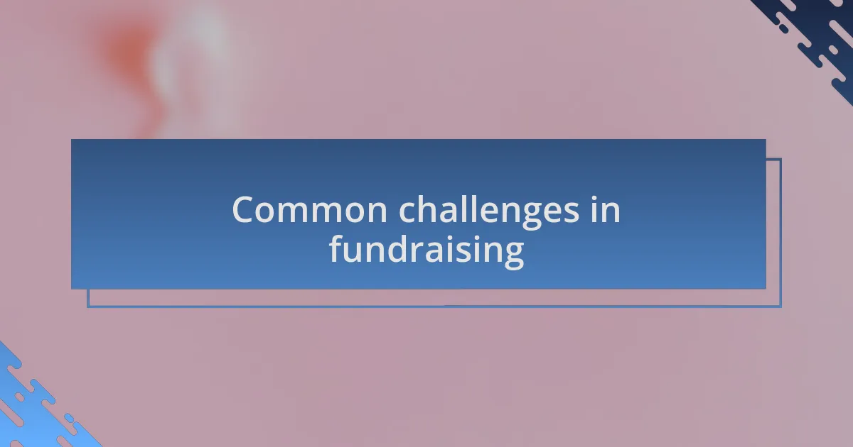 Common challenges in fundraising