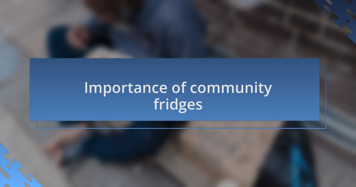 Importance of community fridges