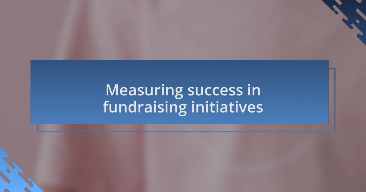 Measuring success in fundraising initiatives