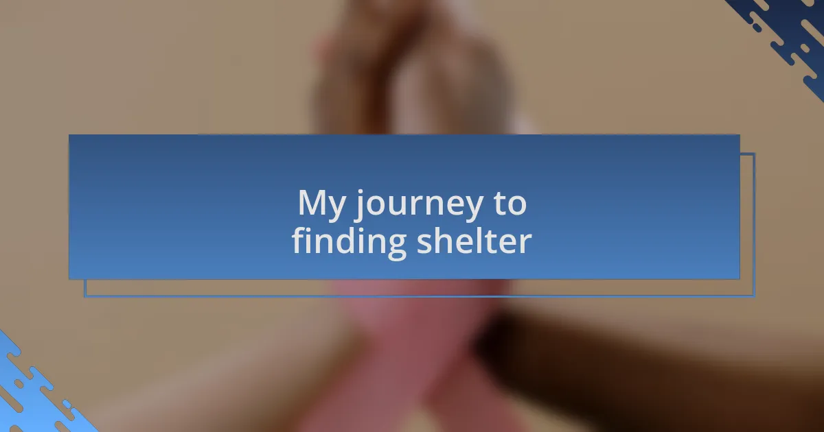 My journey to finding shelter