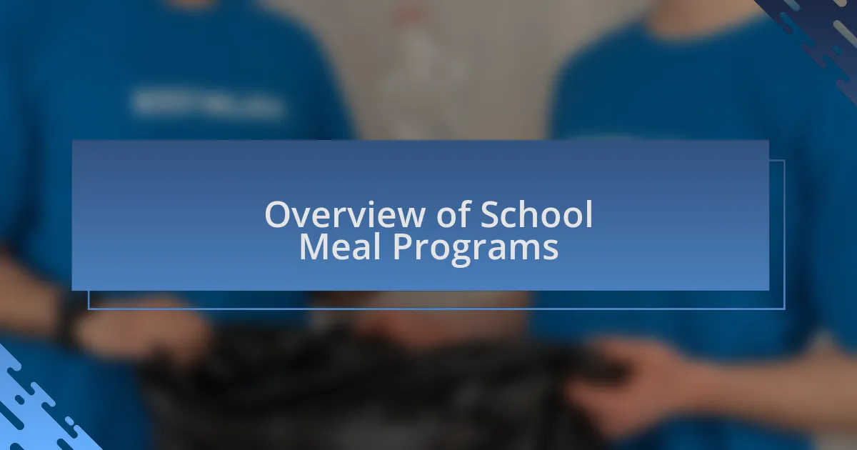 Overview of School Meal Programs