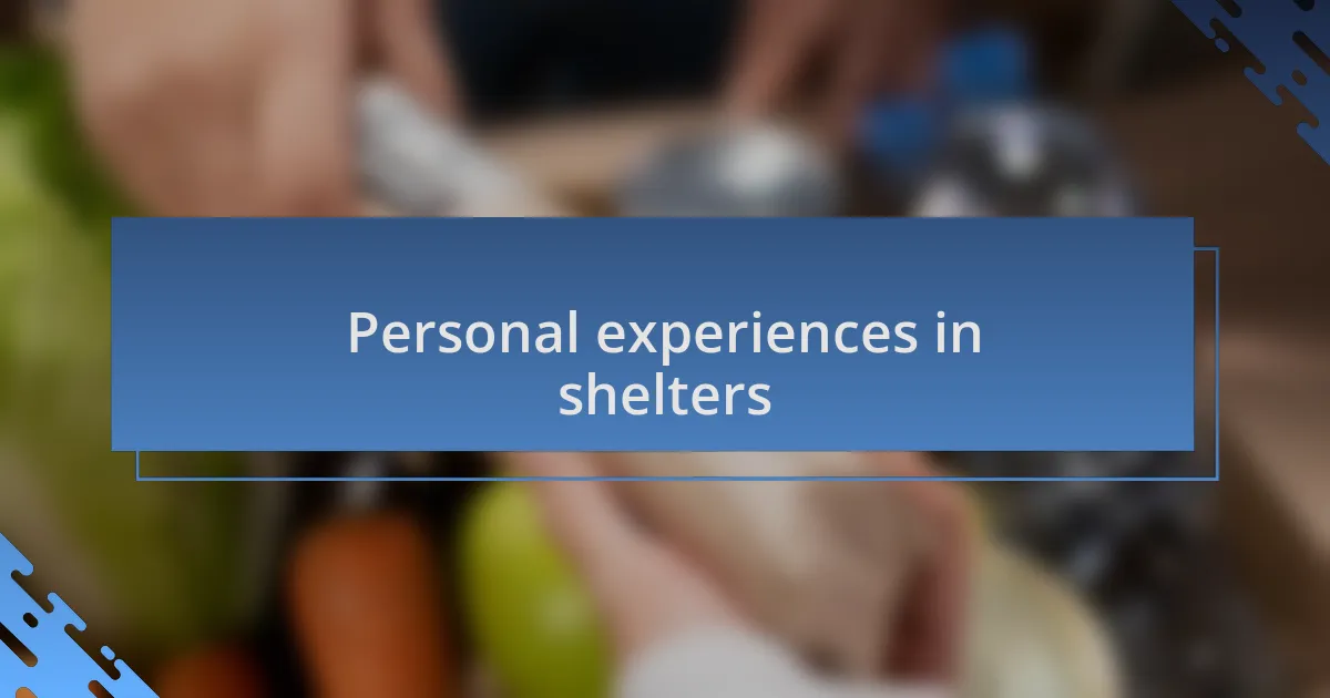 Personal experiences in shelters