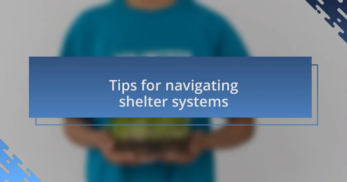 Tips for navigating shelter systems