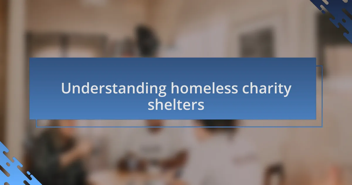 Understanding homeless charity shelters