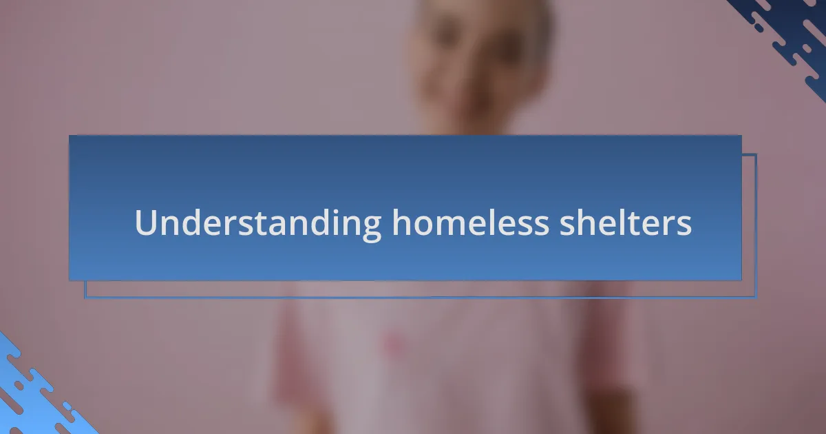 Understanding homeless shelters