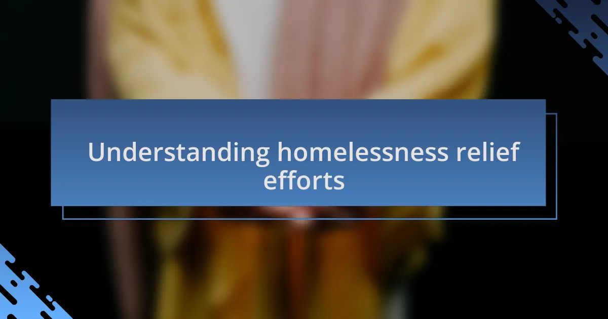 Understanding homelessness relief efforts
